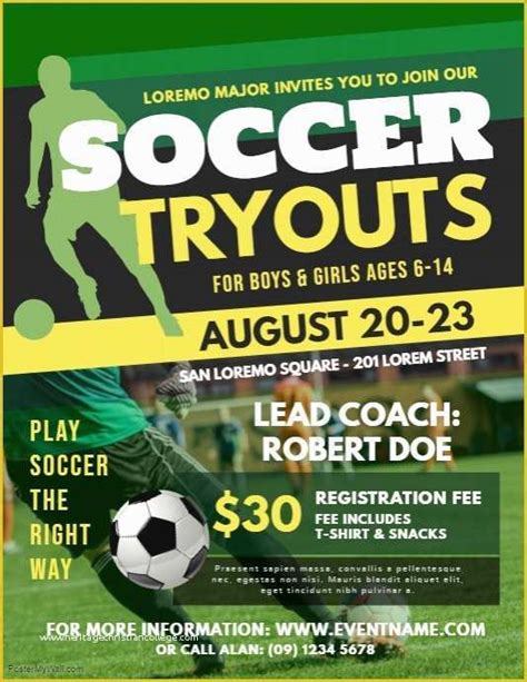 Free Football Program Templates Of soccer Tryouts Flyer Template | Heritagechristiancollege