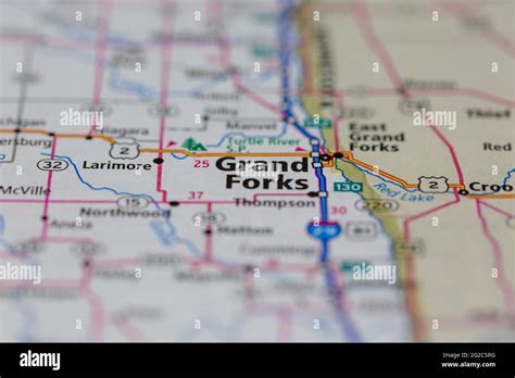 Grand Forks North Dakota USA shown of a Road map or Geography map Stock ...