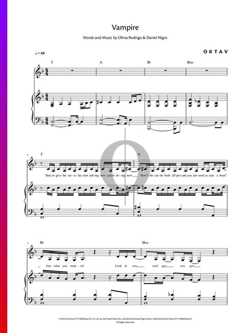 Vampire (Olivia Rodrigo) Piano Sheet Music - OKTAV