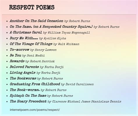 Respect Poems