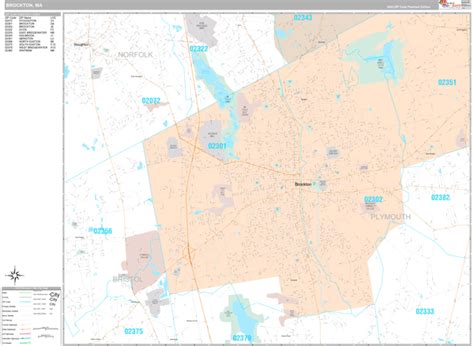 Brockton Massachusetts Wall Map (Premium Style) by MarketMAPS - MapSales