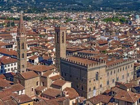 View Badia Bargello from Palazzo Vecchio Tower Florence