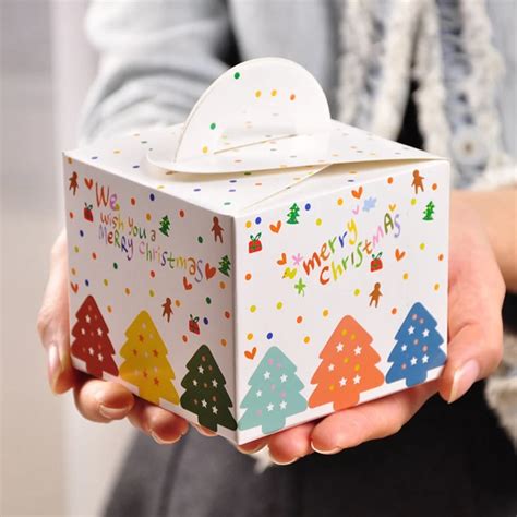 1Pc Colorful Merry Christmas Candy Box Portable Cube Package Cookies ...