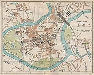 Amazon.com: SHREWSBURY. Vintage town city map plan. Shropshire - 1926 - old map - antique map ...