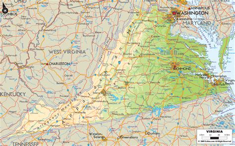 Virginia State Physical Map