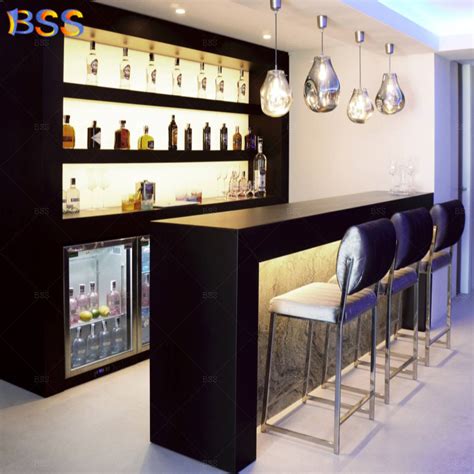 Simple Home Bar Counter Design with 3 Bar Stools - China Simple Home Bar Counter Design and Home ...