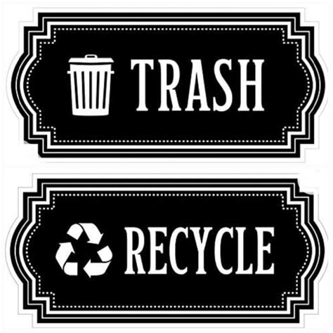 Trash / Recycling Can Labels - Set of two stickers, Trash Recycle Bins ...