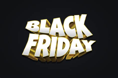 Black Friday Banner with 3D White and Gold Text on Black Background ...