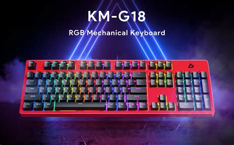 AUKEY Mechanical Gaming Keyboard with Customizable RGB Backlight and Red Switches, 104 Keys Anti ...