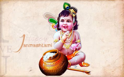 Happy Janmashtami Bal Krishna Eating Butter Greeting Card