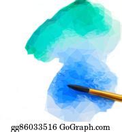 4 Low Poly Illustration Watercolor Stroke With Brush Clip Art | Royalty Free - GoGraph