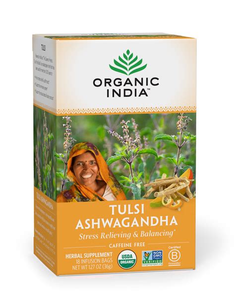 Organic India Tea Tulsi Ashwagandha 18ct | Store - Simple Organics