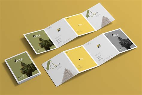 A4 Four Fold Brochure Mockups | Print Templates ~ Creative Market