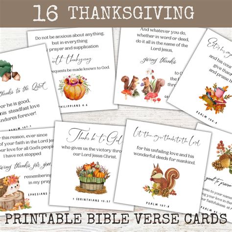 Thanksgiving Bible Verse Cards Christian Fall (Download Now) - Etsy