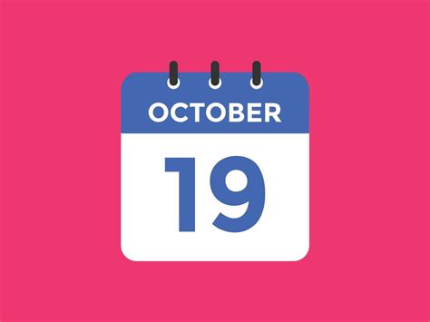 october 19 calendar reminder. 19th october daily calendar icon template. Calendar 19th october ...