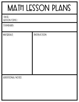 EDITABLE Math Lesson Plan Templates by Creation Education | TPT