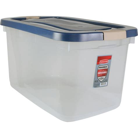 Rubbermaid Roughneck 66 Qt. (16.5 Gal) Clear Storage Tote Bin, Clear with Blue Lid - Walmart.com ...