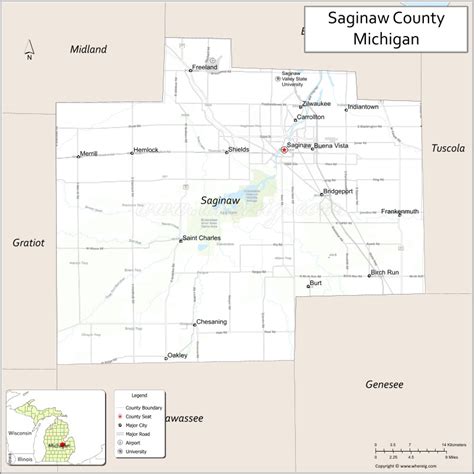 Map of Saginaw County, Michigan