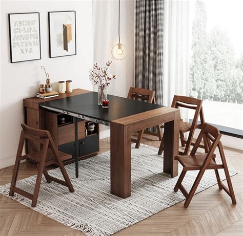2021 New Design Space Saving Expandable Dining Table with Storage Cabi ...