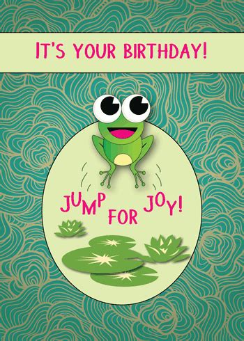 Cute Card With Frog Jumping For Joy! Free Happy Birthday eCards | 123 Greetings