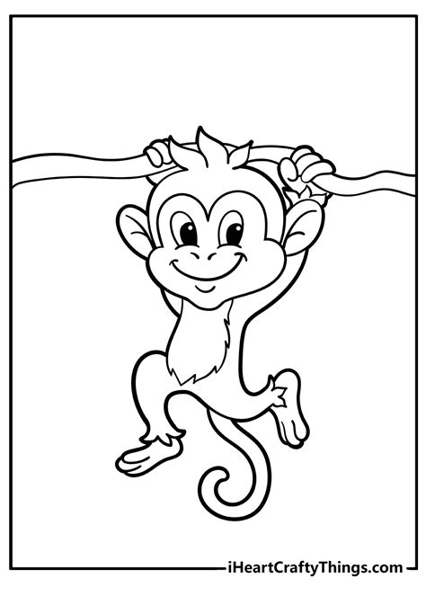 Cute Monkey Printable Coloring Pages