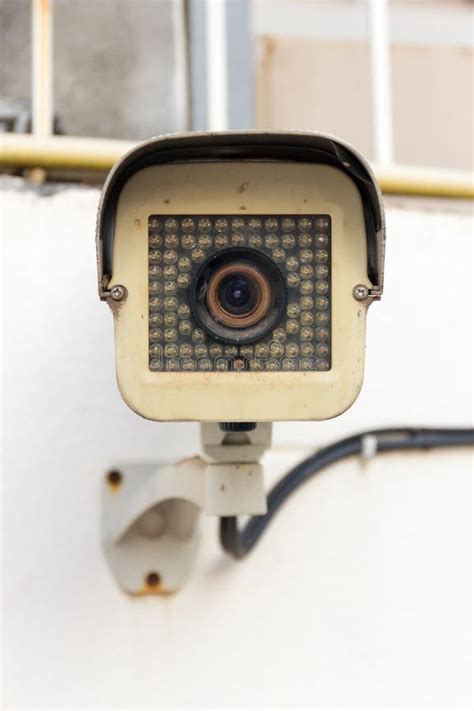 The Old CCTV Security Camera Operating Long Time Stock Photo - Image of blue, home: 103809226