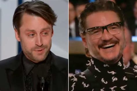 Kieran Culkin tells Pedro Pascal to 'suck it' on stage after Golden ...