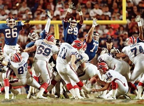 “Wide Right!” Buffalo Bills kicker Scott Norwood sends his game-winning field goal attempt wide ...