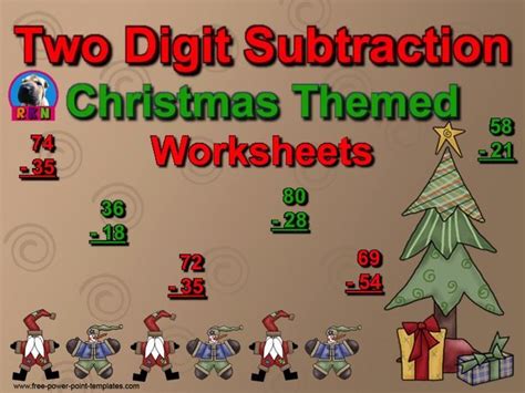 Two Digit Subtraction Worksheets - Christmas Themed - Vertical | Subtraction worksheets, Kids ...