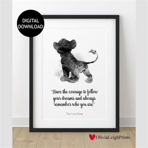 The Lion King Simba Watercolour Quote Print-wall Art-gift-nursery ...