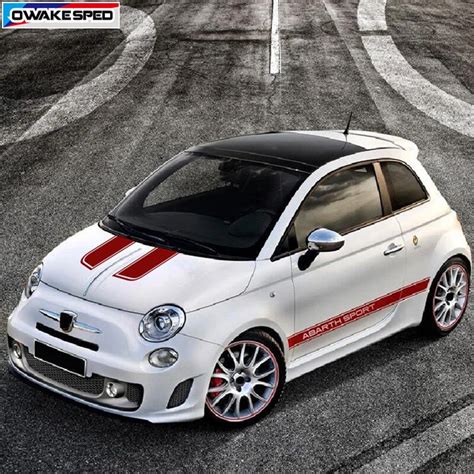 For Fiat 500 Abarth Sport Stripes Car Hood Both Side Sticker Auto Body Decor Vinyl Decals ...