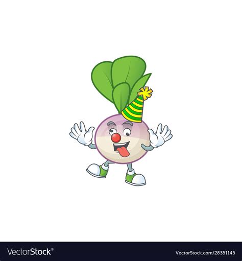 Funny clown turnip on cartoon character mascot Vector Image