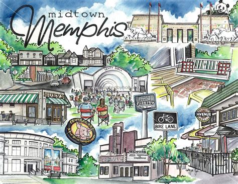 Midtown Memphis TN Art Print // Cooper Young Artwork // | Etsy