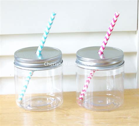 Plastic Mason Jars Mason Jar Lids with Straw Holes Straw