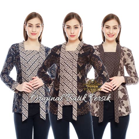 Jual Baju Batik Wanita Modern 2022 Batik Kombinasi Terbaru Blus Batik ...