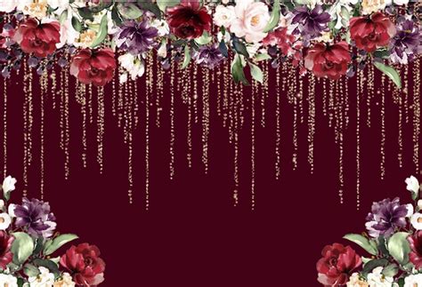 Wedding Photography Backgrounds Burgundy Pink Flowers Drop | Etsy