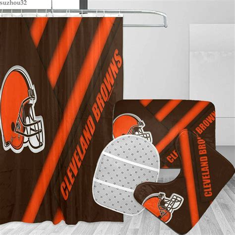 Cleveland Browns Bathroom Rugs Set 4PCS Shower Curtain Bath | Etsy