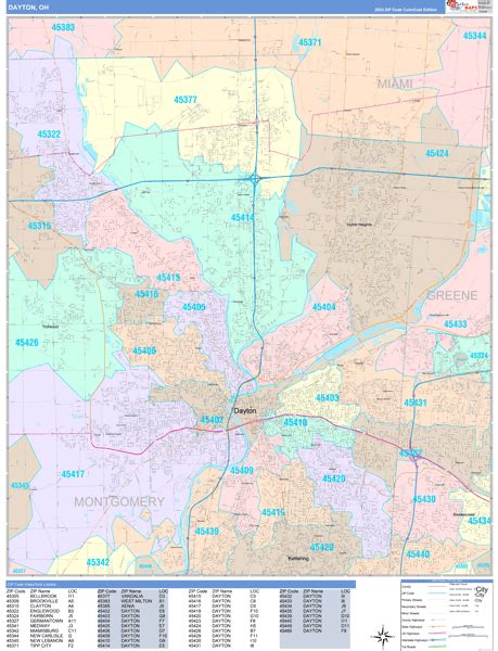 Dayton Ohio Wall Map (Color Cast Style) by MarketMAPS - MapSales