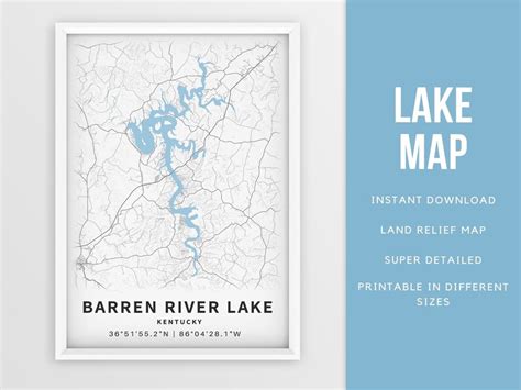 Printable Map of Barren River Lake Kentucky United States - Etsy Canada