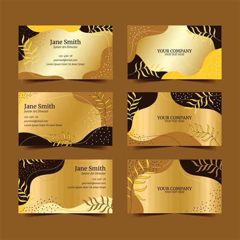 Gold Floral Business Card Collection 12054173 Vector Art at Vecteezy