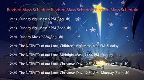 Revised Mass Schedule – Catholic Church of the Nativity