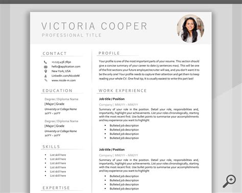 CV TEMPLATE Resume Word. Professional Resume Template. - Etsy