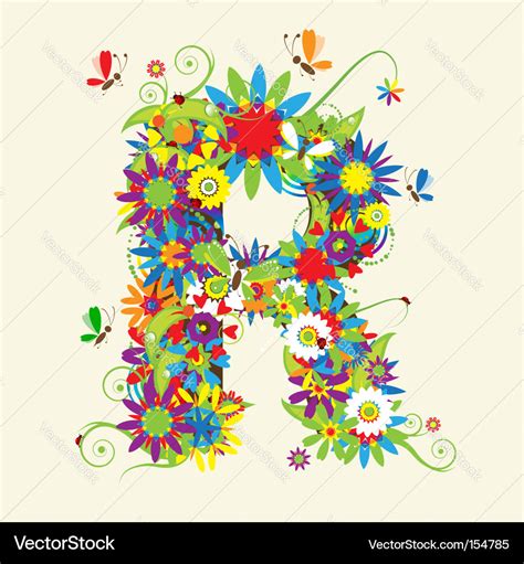 Letter r floral design Royalty Free Vector Image