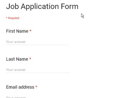 Google Forms Job Application Template