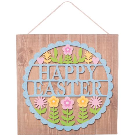 Canvas Style Glitter Spring Easter Decor Hanging 8" Wall Art Decoration ...