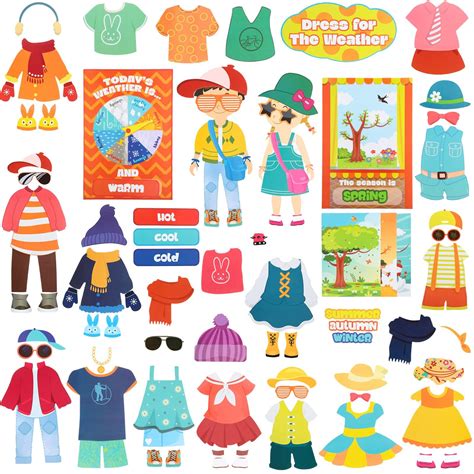 Buy 103 Pieces Weather Chart Bulletin Board Set for Classroom Dress Weather Chart for Preschool ...