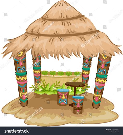 Illustration Tikithemed Hut Tiki Face Stools Stock Vector (Royalty Free) 273529961 | Shutterstock