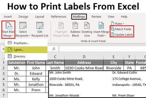 How To Create Name Labels In Word From Excel - Printable Templates