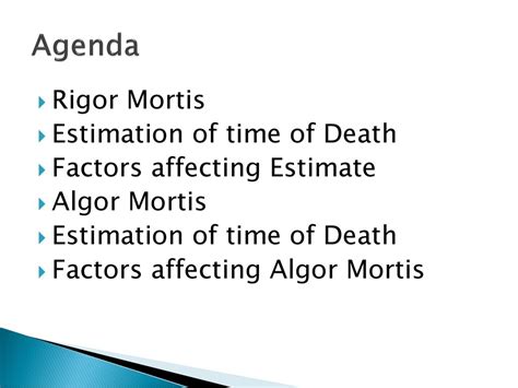 Aim: SWBAT explain what causes algor mortis, and use algor mortis evidence to estimate time of ...