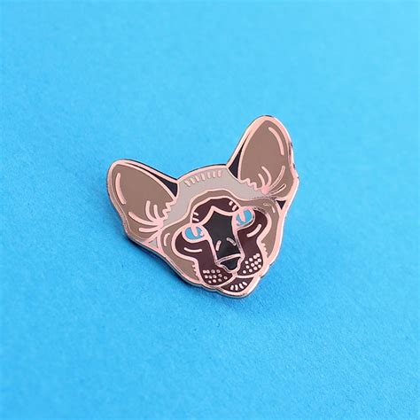 Siamese cat, hard enamel pin - rose gold plating - cat breed - cat pin - meezer - lapel pin ...